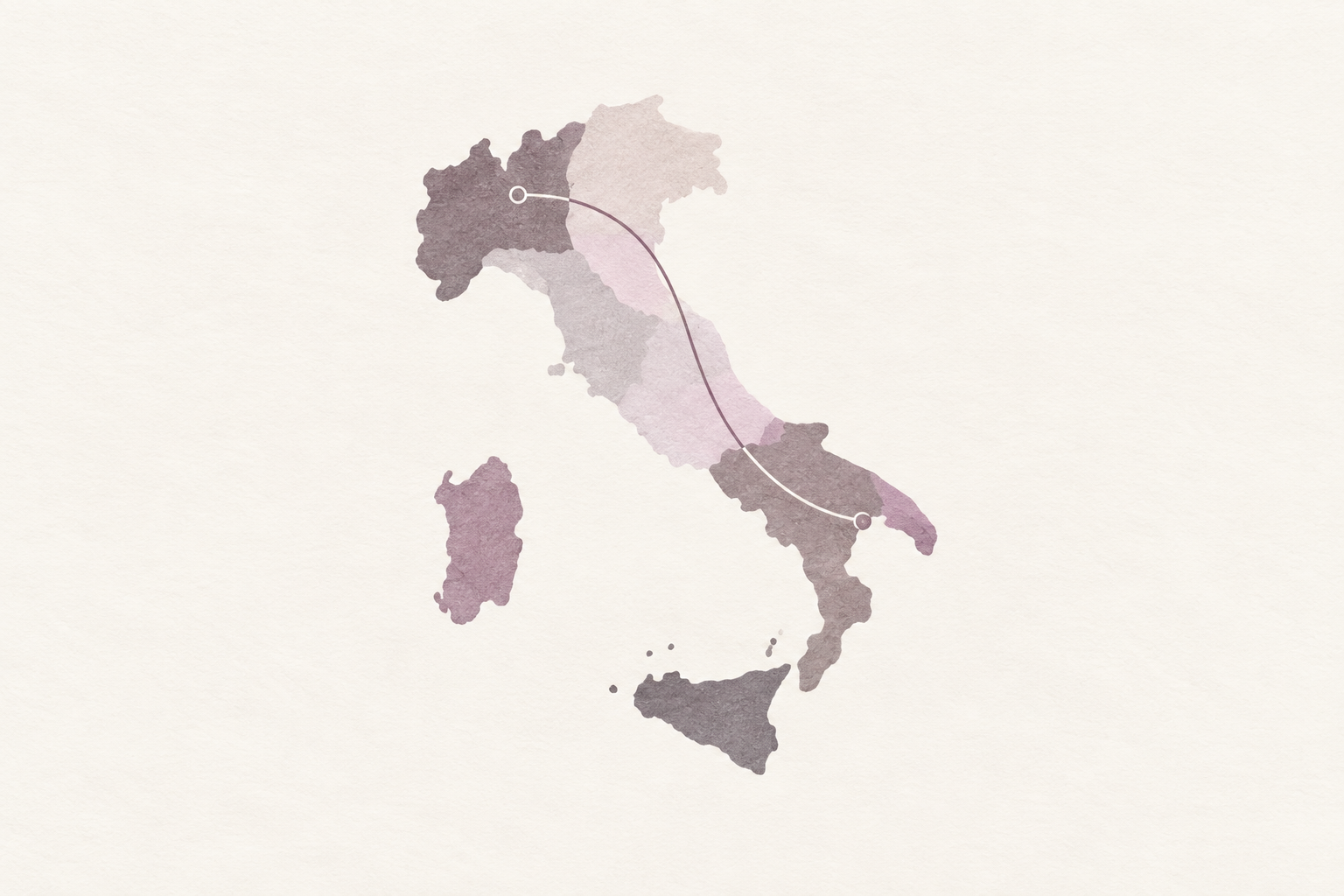 Profilo stilizzato dell’Italia e linee di connessione